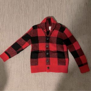Buffalo Plaid Shawl Collar Cardigan Sweater